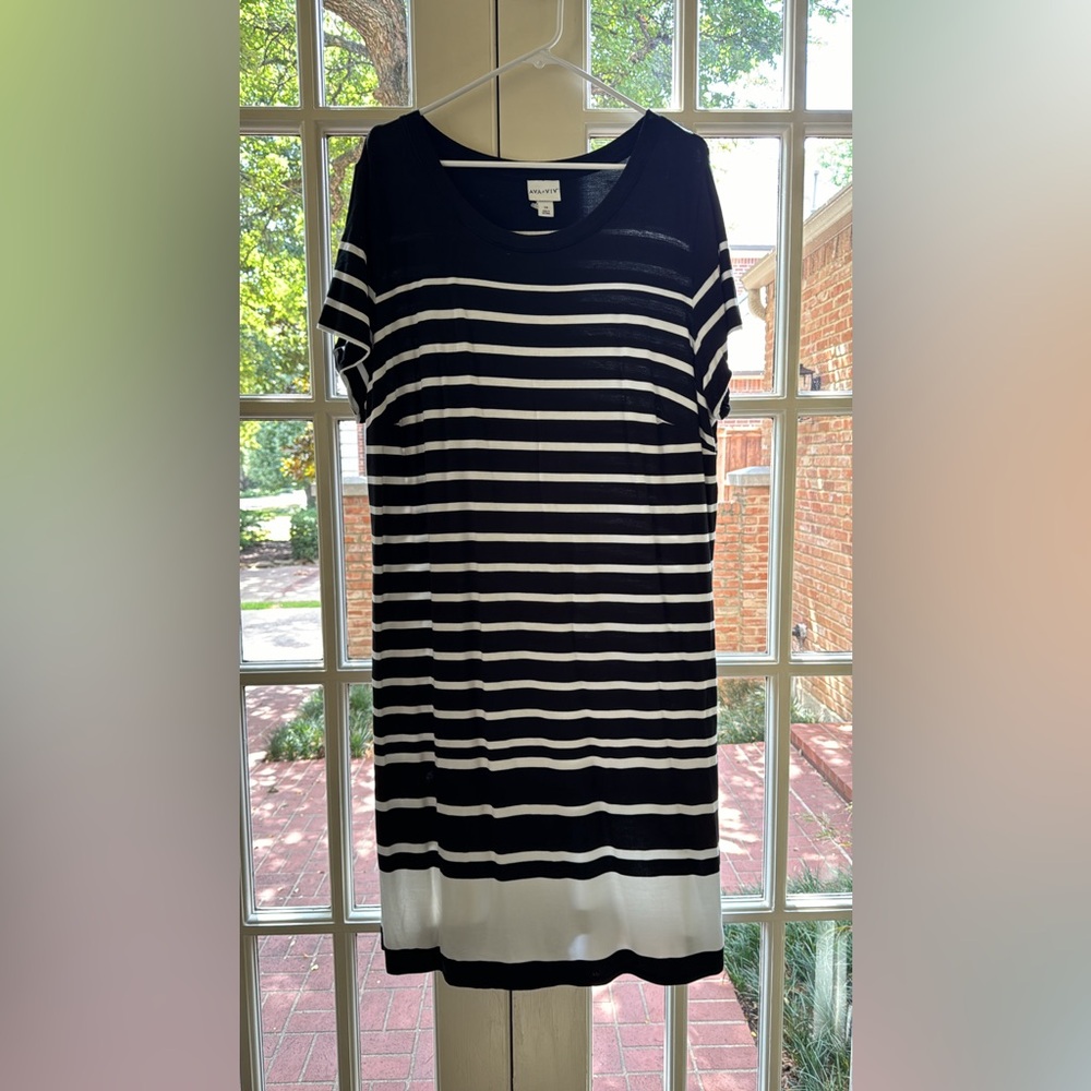 AVA & VIV Striped Navy Dress